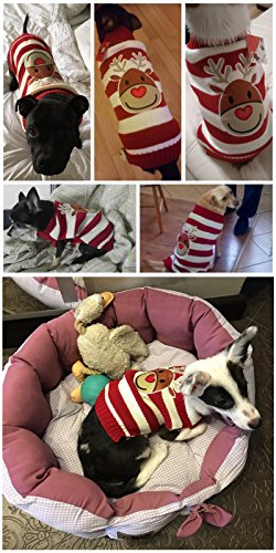 Moolecole Mode Weihnachten Reindeer Haustier Hund Knitted Pullover Winter Warme Jacke Haustier Hunde Welpen Bekleidung T-shirt Sweater Rot S - 6